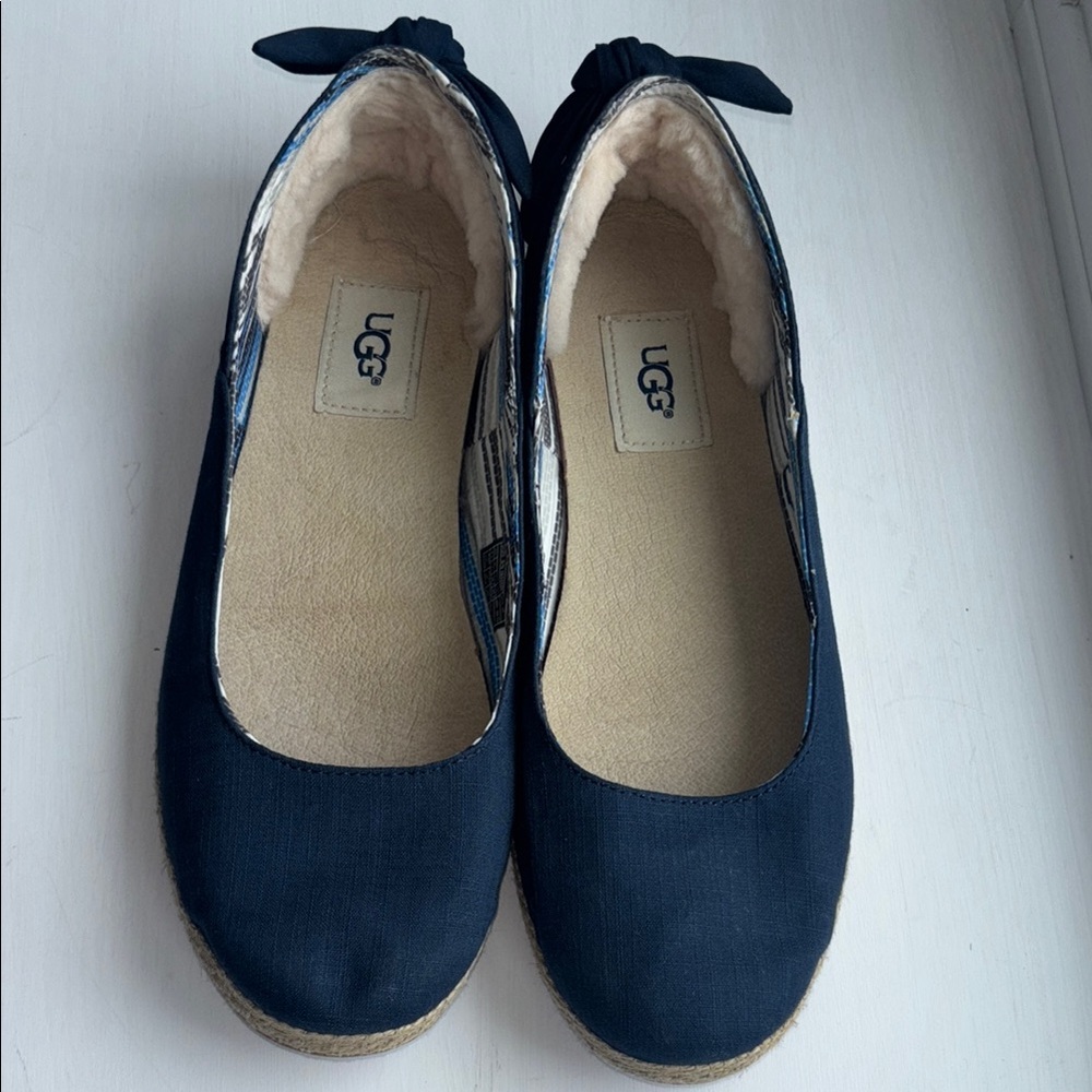 UGGs Perrie Womens Shearling Lined Blue Flats Canvas Skimmer Shoes